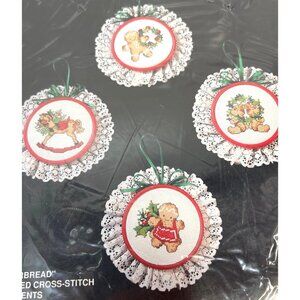 Bucilla "Gingerbread" Counted Cross-Stitch Ornament Kit Set Of 4 Christmas Heirl